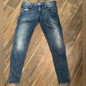 Mother The Looker Ankle Zip Graffiti Girl Size 28